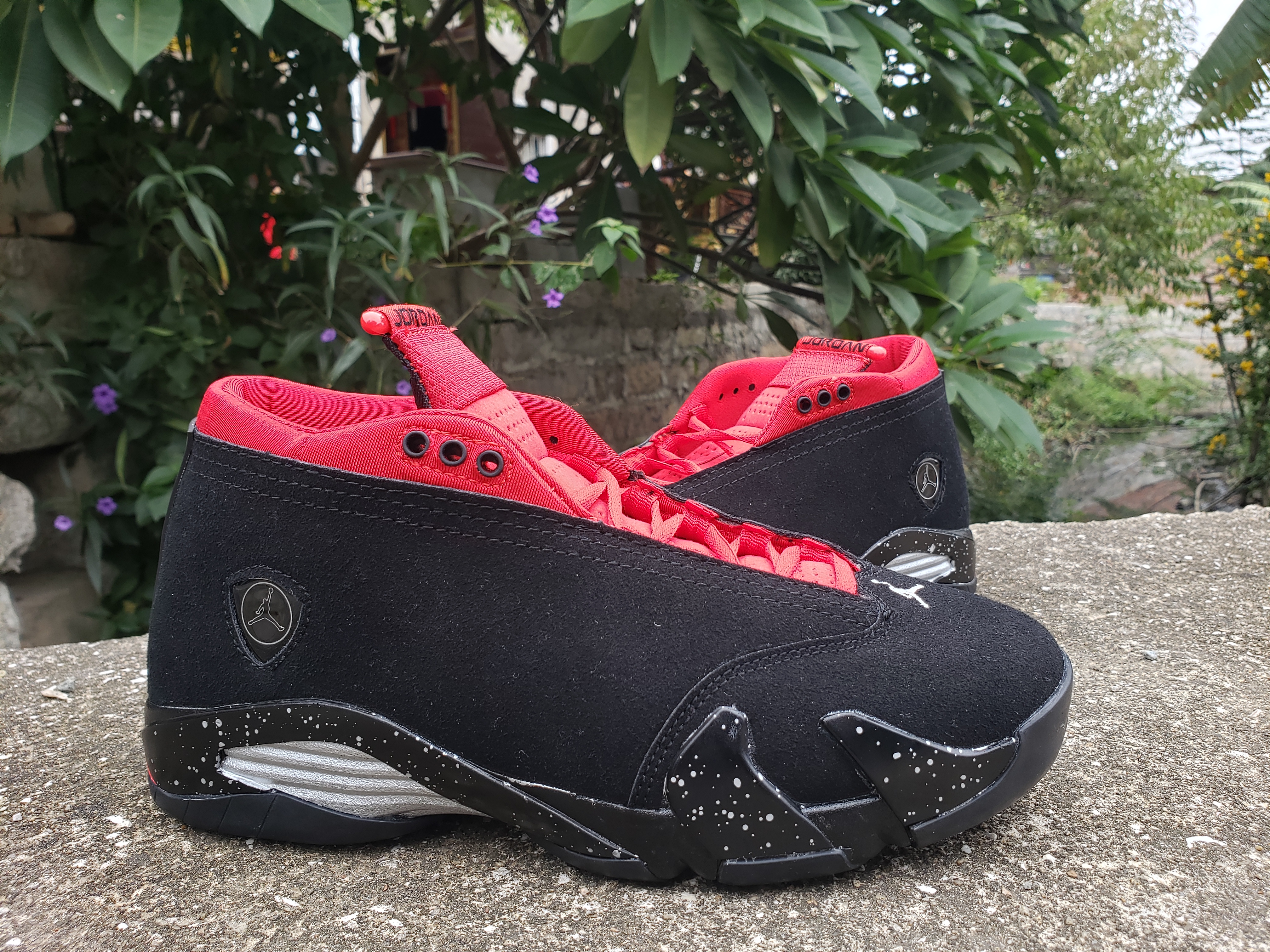 New Air Jordan 14 Mid Black Red Shoes - Click Image to Close